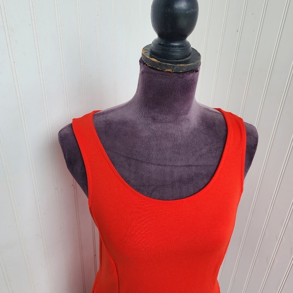 Kensie Womens Red Black Fit And Flare Dress Sleeveless Stretch Zip Back Sz M - Picture 7 of 15